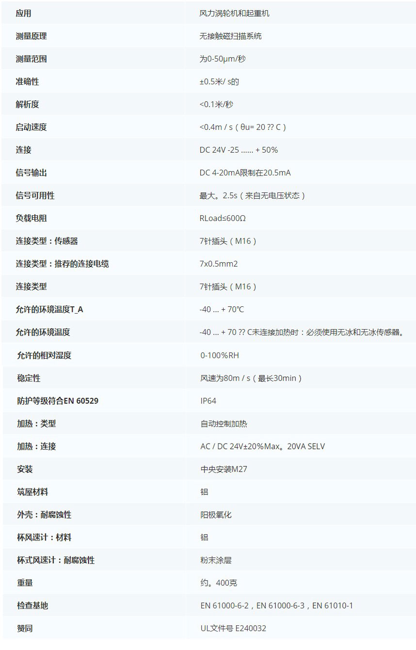德***科瑞文Kriwan INT10風(fēng)速傳感器13N219S51技術(shù)參數(shù)