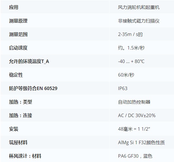 德***科瑞文KriwanINT1葉片風(fēng)速傳感器02N222技術(shù)參數(shù)